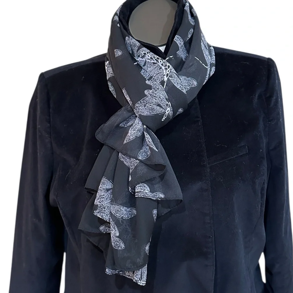 NEW Black & Ivory Leaf Print Scarf | Versatile | Lightweight Year Round